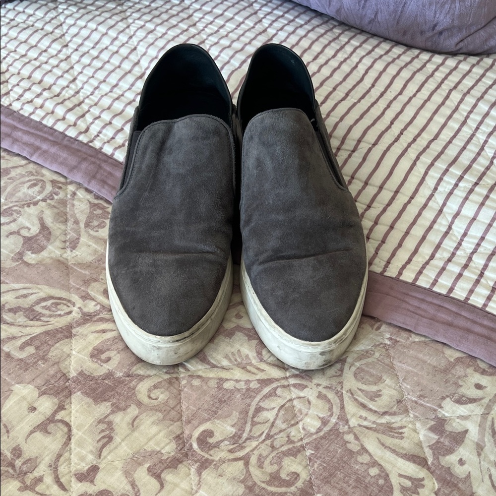 Vince Women's Gray Suede Slip-On Loafers